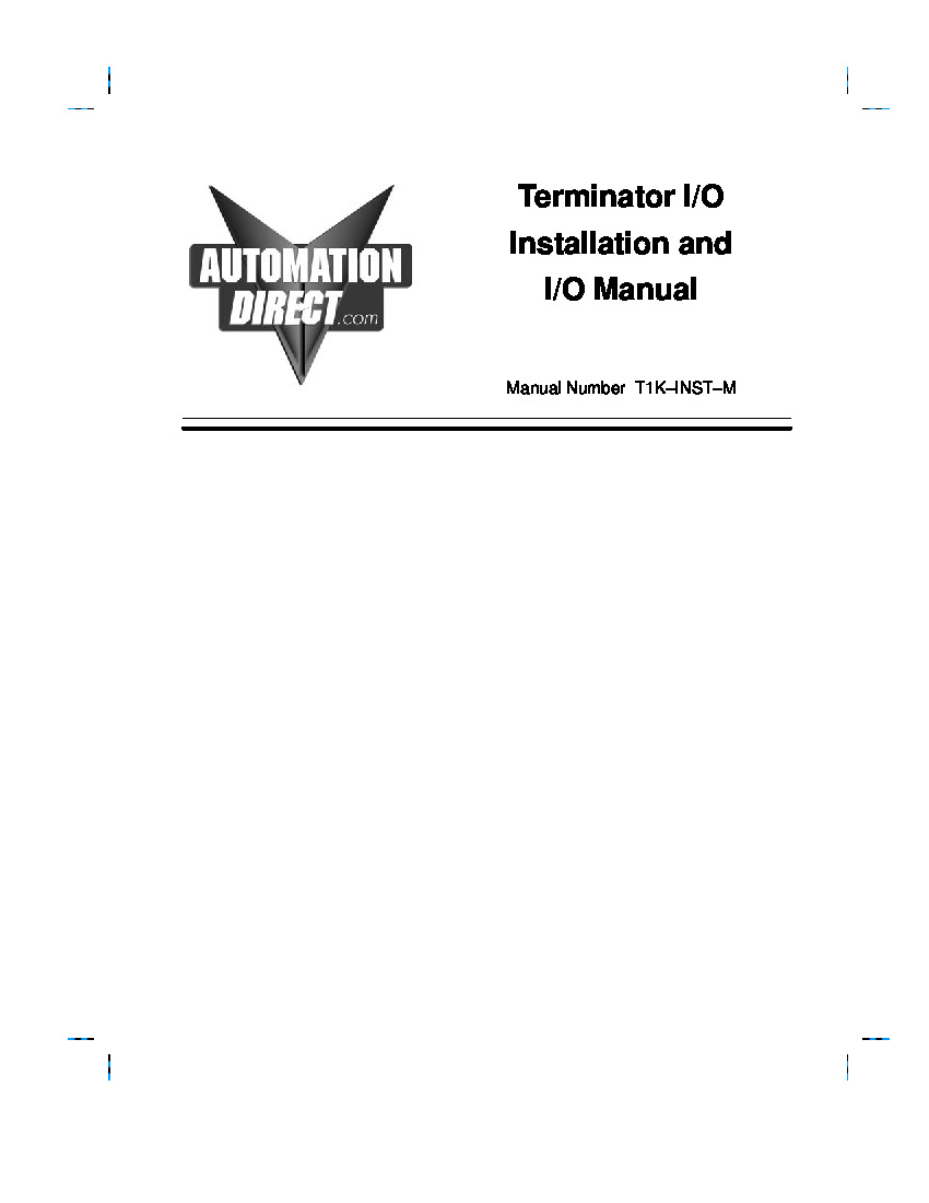 First Page Image of T1K-01AC Termination IO Installation and IO Manual T1K-INST-M.pdf